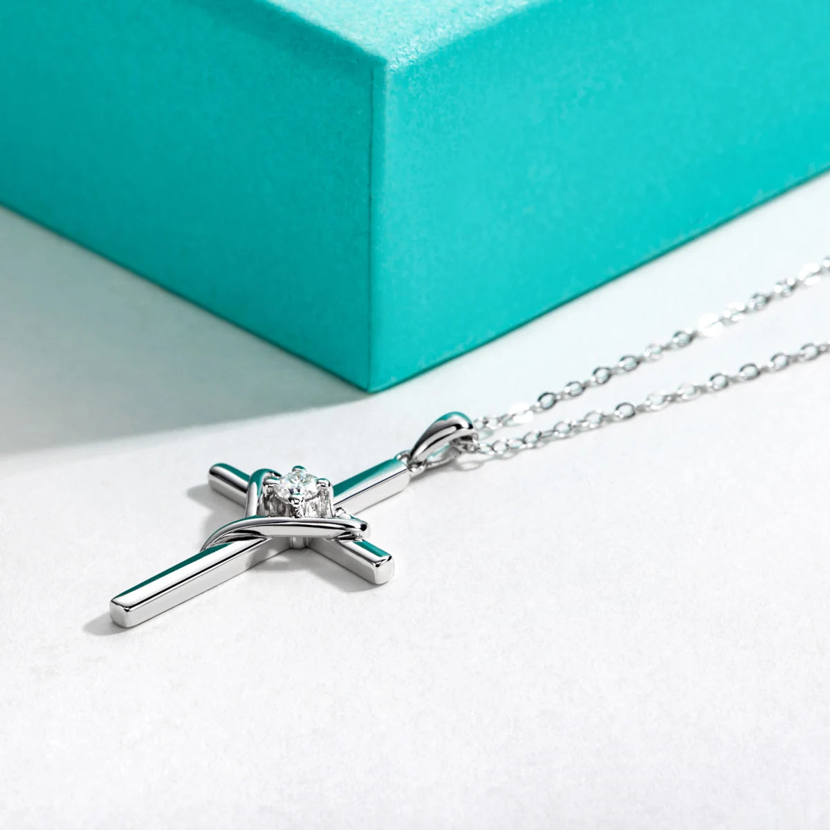 AnuJewel 3MM D Color Moissanite Diamond Cross Pendant Heart Necklace 925 Sterling Silver 18K Gold Plated Customs Jewelry Gifts