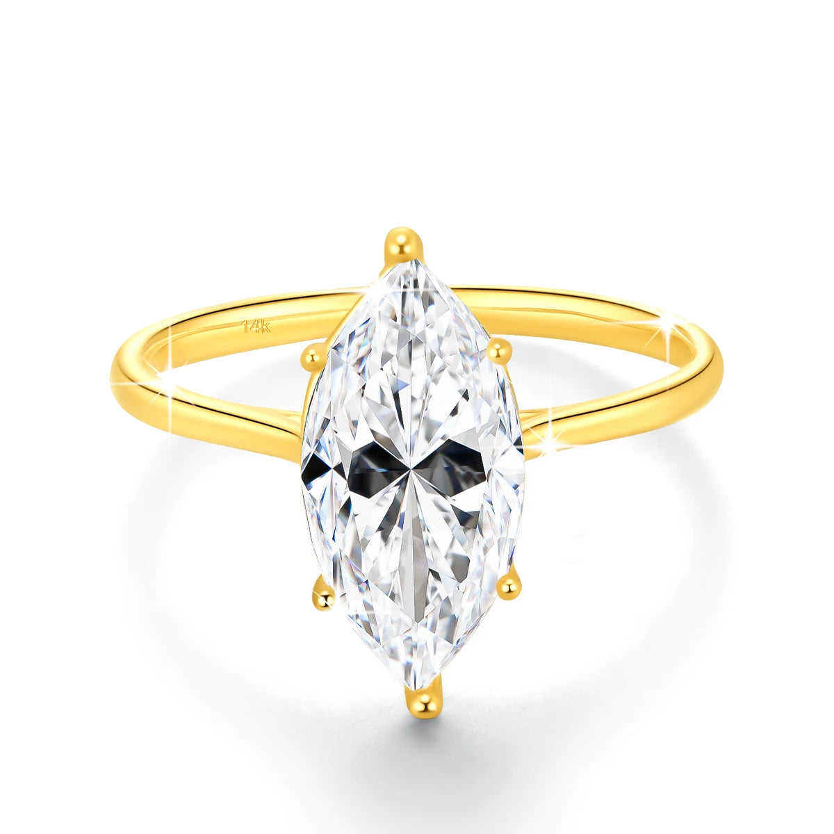 14K Gold Moissanite Diamond Rings for Women Marquise Cut 3CT VVS1 Au585 Luxury Jewelry for Engagement Wedding Christmas Gifts