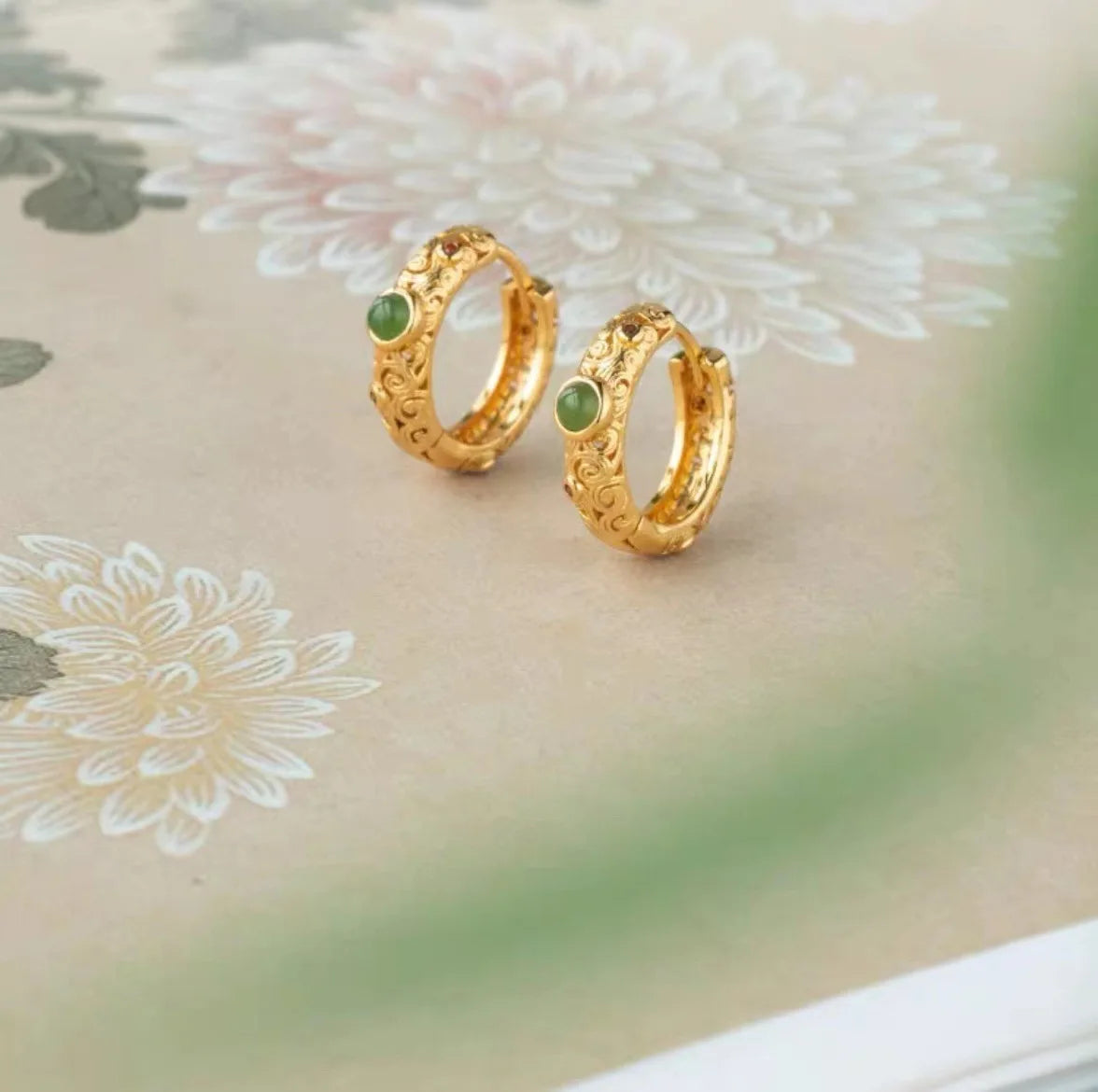Vintage Women's 9999 24K Real Gold Hollow Wire Earrings with Complex Temperament Hoop Earrings and Jewelry for Mom Girls Gift