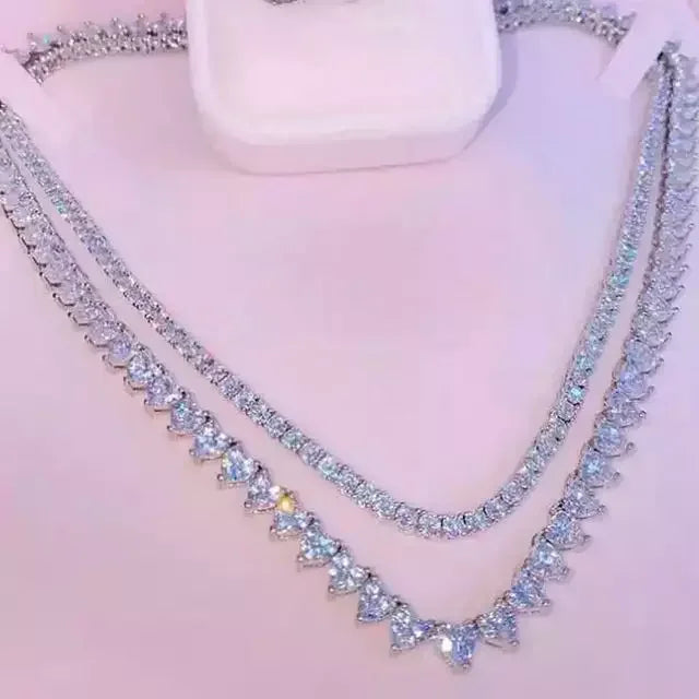 Wholesale 5A heart shape CZ iced out bling heart cz tennis necklace for women girlfriend valentine's gift fashion jewelry