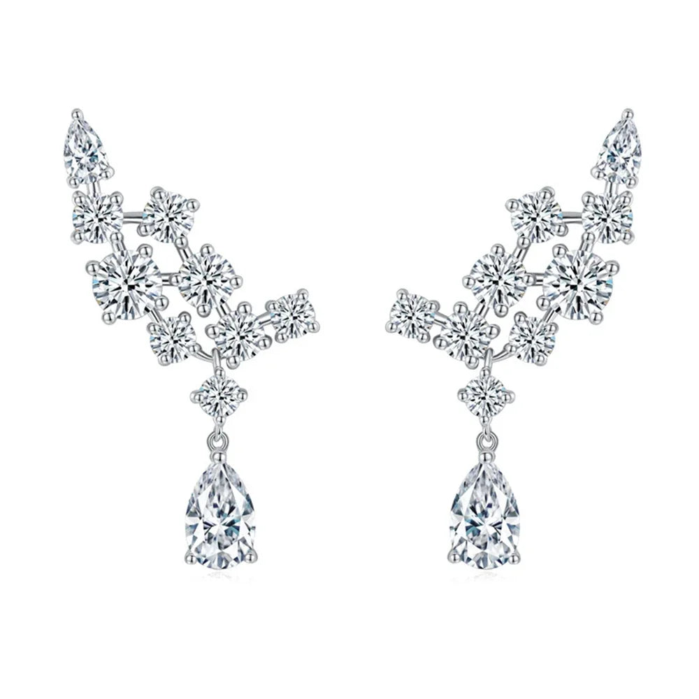 6.1cttw Luxury Full Moissanite Drop Earrings for Women 925 Sterling Silver D Color Sparkling Pear Cut Diamond Wedding Jewely GRA