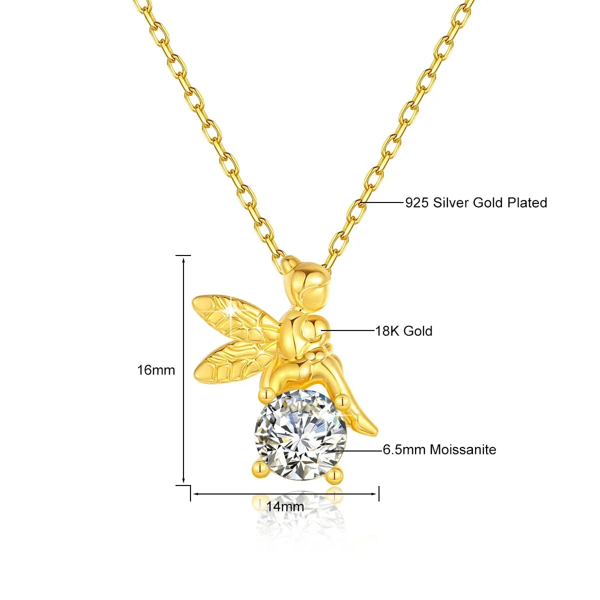 Authentic AU750 Real 18K Gold Angel Fall in Love Pendant For Woman Yellow Gold Gift Stylish Present Fine Jewelry