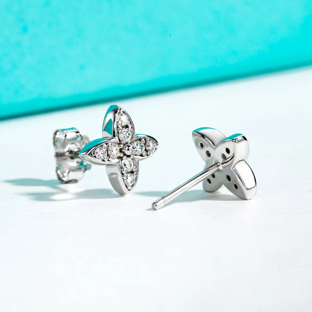 AnuJewel 1.5mm D Color Moissanite Diamond 925 Sterling Silver With Cer Classic Cross Stud Earrings For Woman Jewelry Wholesale