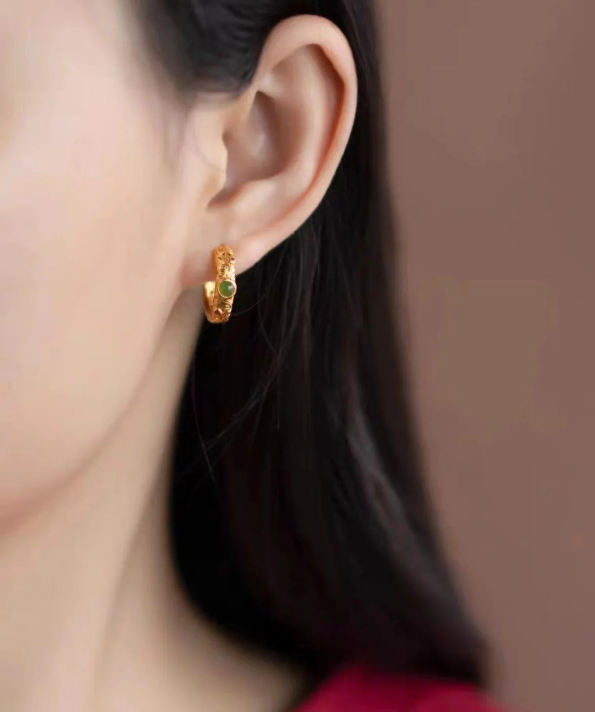 Vintage Women's 9999 24K Real Gold Hollow Wire Earrings with Complex Temperament Hoop Earrings and Jewelry for Mom Girls Gift