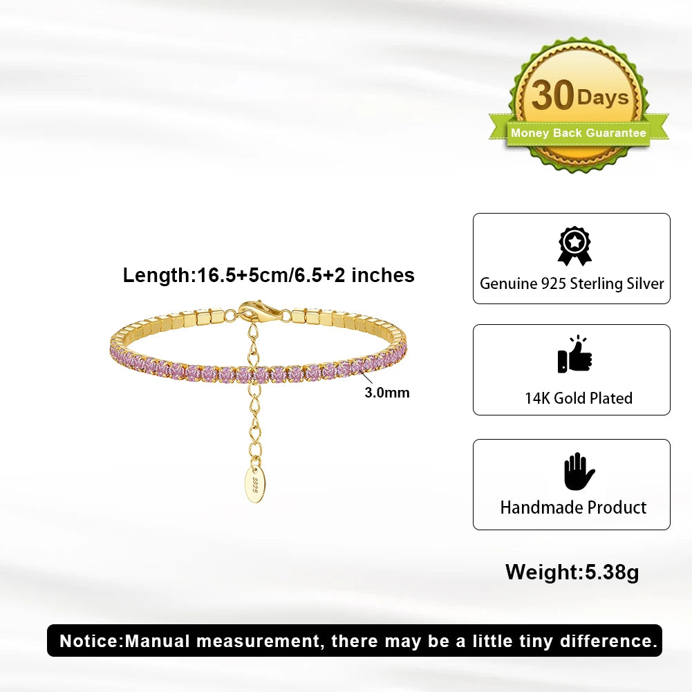ORSA JEWELS 925 Sterling Silver Brilliant Tennis Bracelet 3.0mm Bezel Setting CZ for WomenChain Bracelet Luxury Jewelry SB192