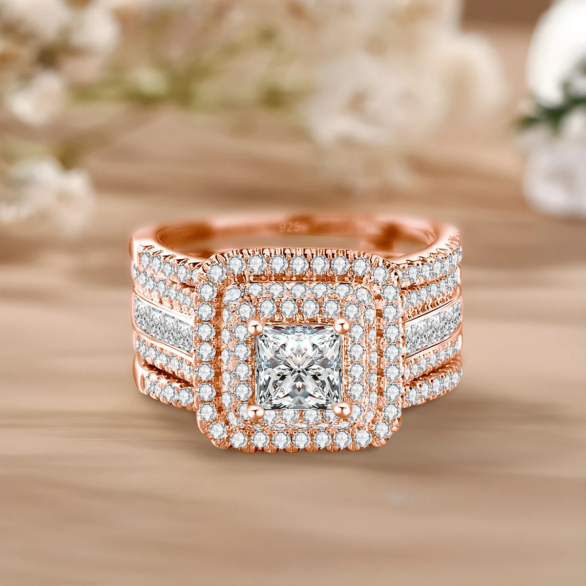 2PCS Moissanite Rings Set Certificate For Wedding 100% Silver 925 Luxury Brand Designer Engagement Jewelry For Women Wholesale