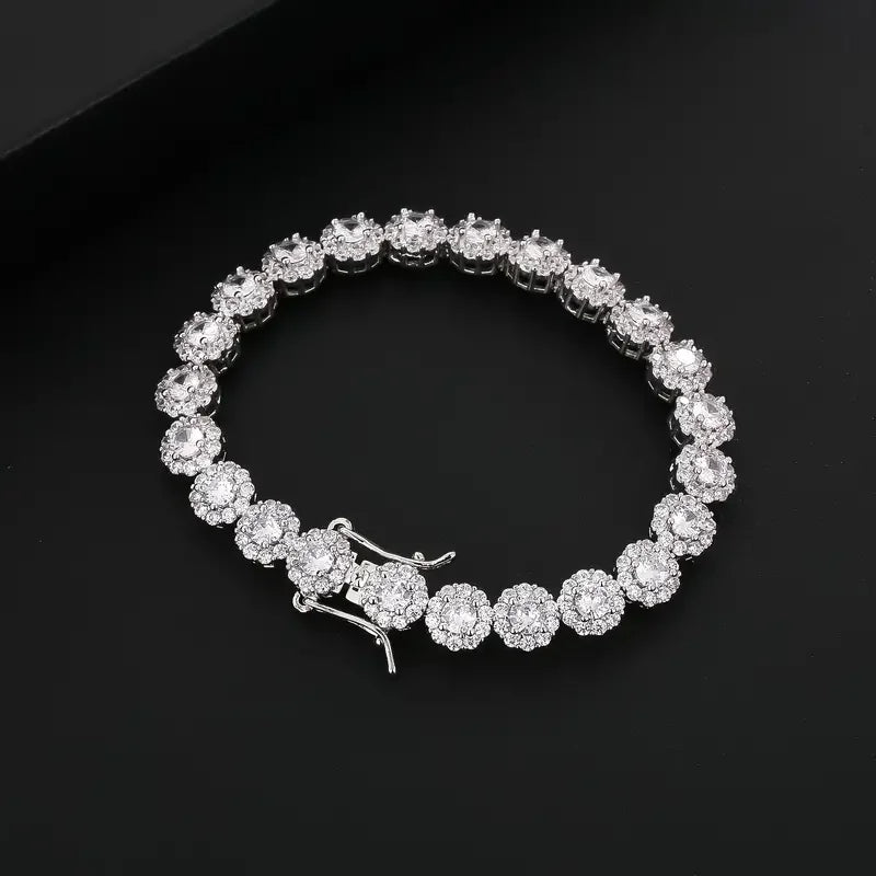 7mm Iced Out Flower Zircon Bracelet 18K Golden Plated Bracelet For Men And Women Hip Hop Rapper Jewelry