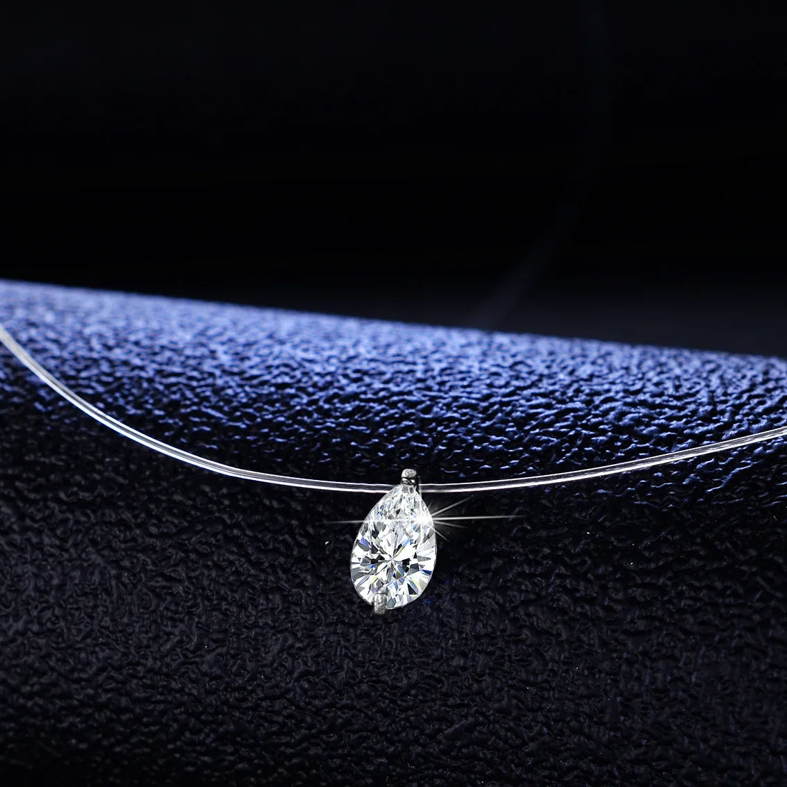 Real Moissanite 1 carat Pear Shaped Diamond Pendant Necklace Clear Fishing Line Lnvisible Clavicle Chain Women Necklace Jewelry