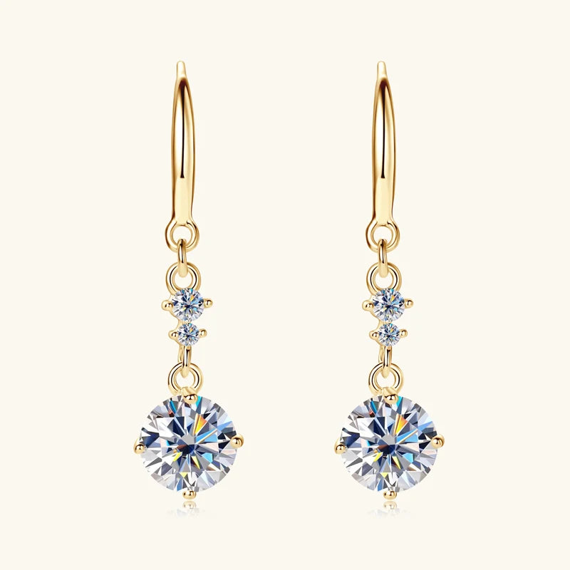 100% Real Silver 925 D Color 6.5mm Moissanite Diamond Hook Earrings Dangle Drop Earring for Women Wedding Jewelry Valentine Gift