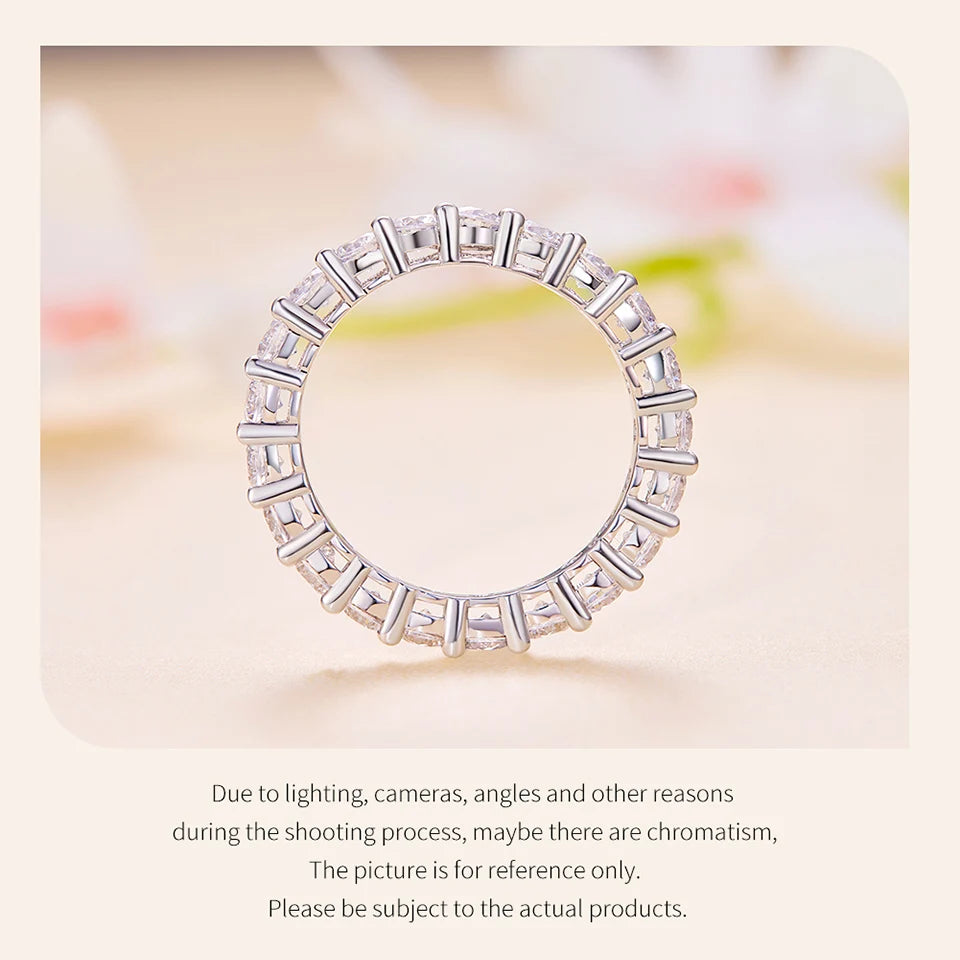 BAMOER Moissanite Ring Full Eternity Band for Women 925 Sterling Silver Diamond Wedding Engagement Ring