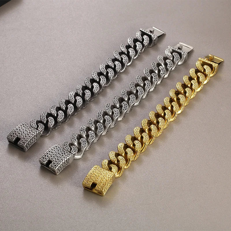 31/21MM Wide High Quality Thick Bracelet Choker Men Punk Stainless Steel Wheel Bracelet Domineering Personality Charm Jewelry