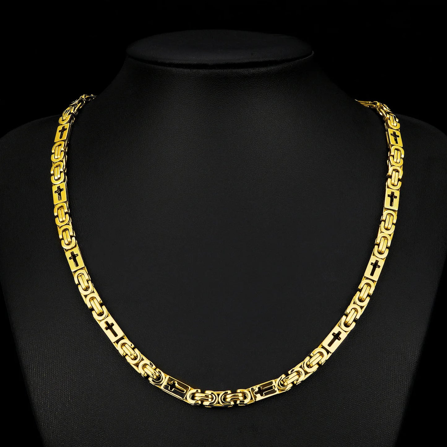 6mm Heavy 18K Gold Color Stainless Steel Byzantine Chain Necklace Men Women Punk Rock Hiphop Black Biker Bike Choker Jewelry