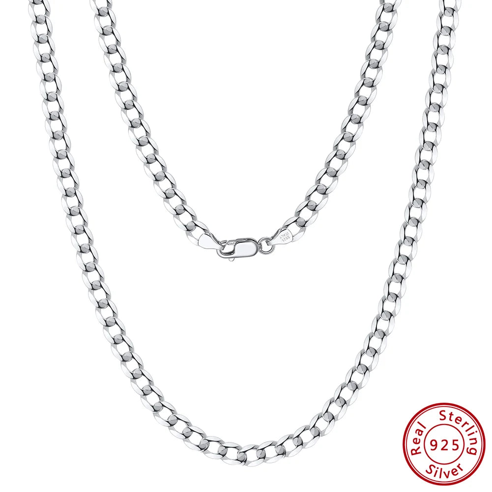 ORSA JEWELS 925 Sterling Silver Italian 3mm/5mm Cuban Link Curb Chain Necklace for Women Men Fashion Party Necklace Jewelry SC60