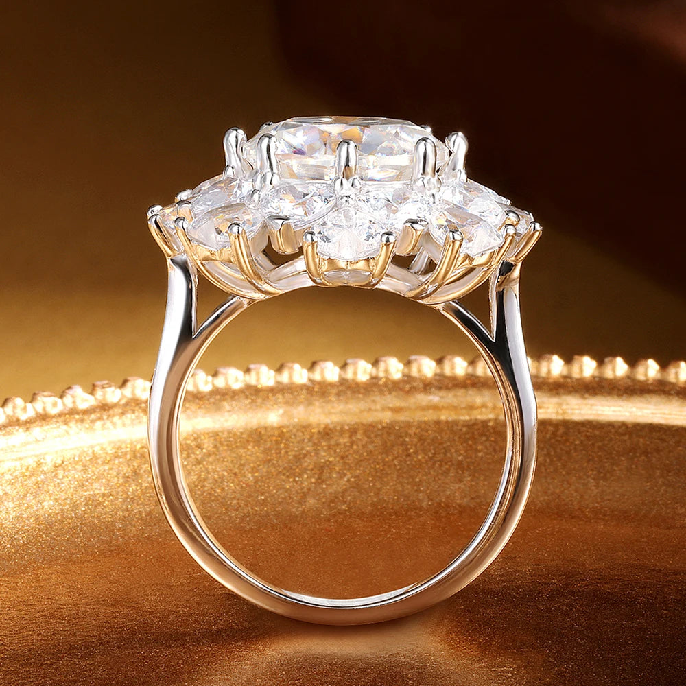 5 Carat D Color Moissanite Ring for Women 925 Sterling Silver Plated 18k White Gold Engagement Wedding Band Sparkling Jewelry