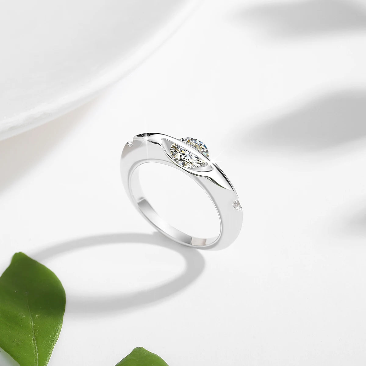 Rotate Moissanite Rings for Women Solid S925 Silver Solitaire Classic Band for Engagement Christmas Planet Ring