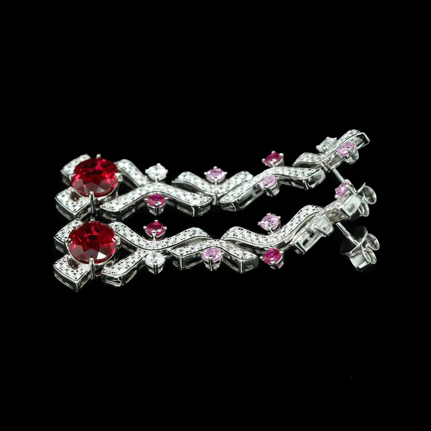 WUIHA Vintage 925 Sterling Silver Lab Sapphire High Carbon Diamond Ruby Wedding Engagement Drop Dangle Earrings Fine Jewelry