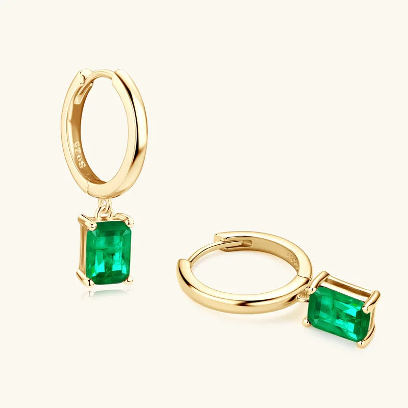 Simple Emerald Drop Earrings 925 Silver Yellow Gold Plated Water Drop Earring for Women Wedding Engagement Fine Jewelry