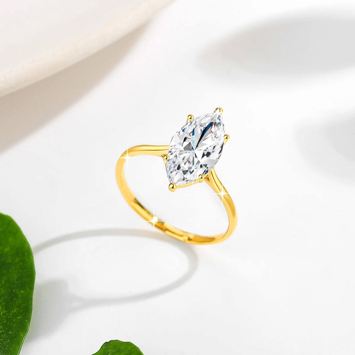 14K Gold Moissanite Diamond Rings for Women Marquise Cut 3CT VVS1 Au585 Luxury Jewelry for Engagement Wedding Christmas Gifts