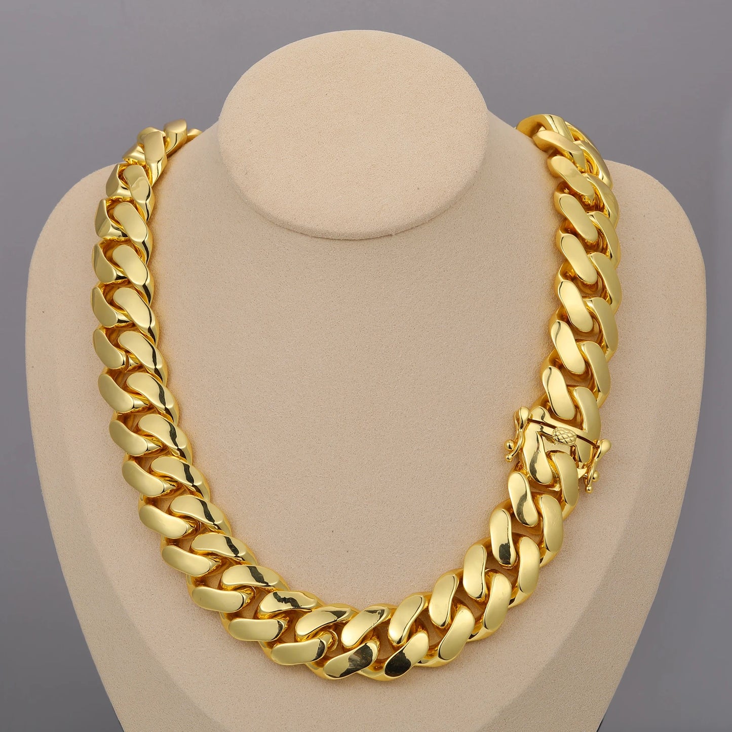 20mm Heavy Solid 18K Gold Plated Miami Cuban Link Chains Hip Hop Jewelry Choker Necklaces for Men Wholesale Price