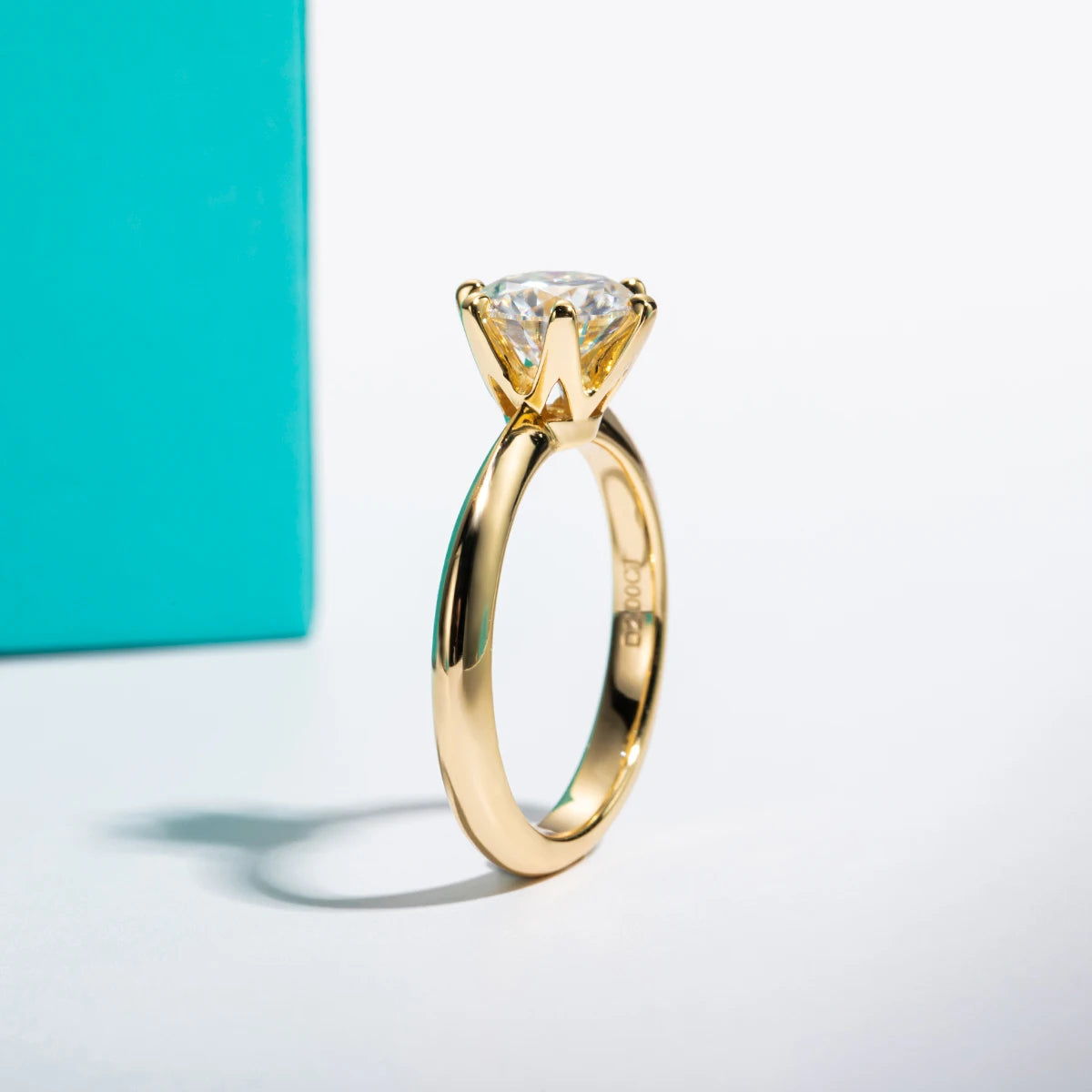 AnuJewel Yellow Gold Plated 2ct 3ct D Color Moissanite Engagement Solitaire Rings For Women GRA Cer Customs Jewelry Wholesale