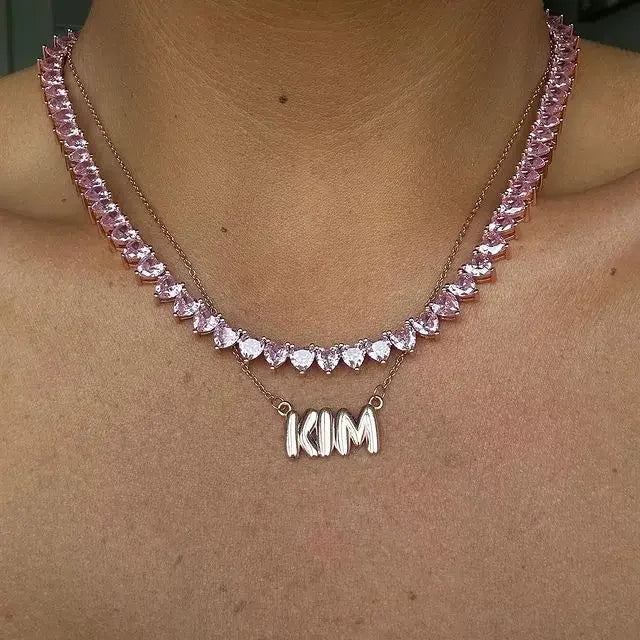 Wholesale 5A heart shape CZ iced out bling heart cz tennis necklace for women girlfriend valentine's gift fashion jewelry
