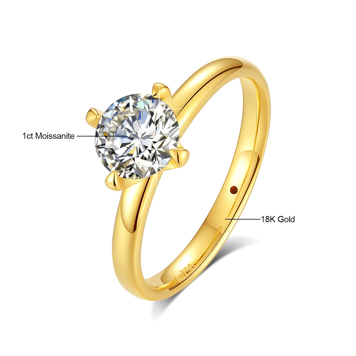 Real 18K Gold Ring AU750 with Moissanite D Color VVS1 Diamond rings for Women Wedding Engagement Anniversary Gift Fine Jewelry