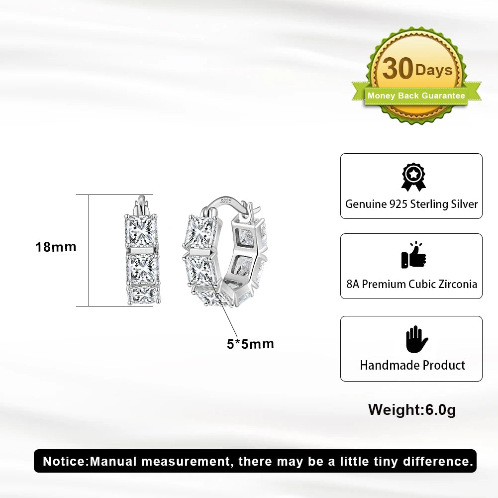 ORSA JEWELS Brilliant 925 Sterling Silver Round 8A Premium Zircon Hoop Earrings for Women Dainty Earrings Jewelry Gifts LZE15