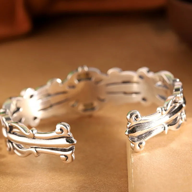 BOCAI New S925 Silver Personalized Simple Fashion Cross Sunflower Bracelet Men's Gift Free Shipping