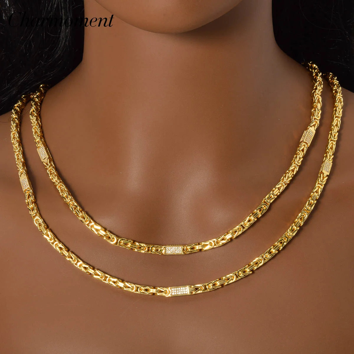 2024 New Geometric Crystal Necklace for Women Chic 18k Gold Plated Metal Choker Clavicle chain Female Exquisite Jewelry Hot Sale
