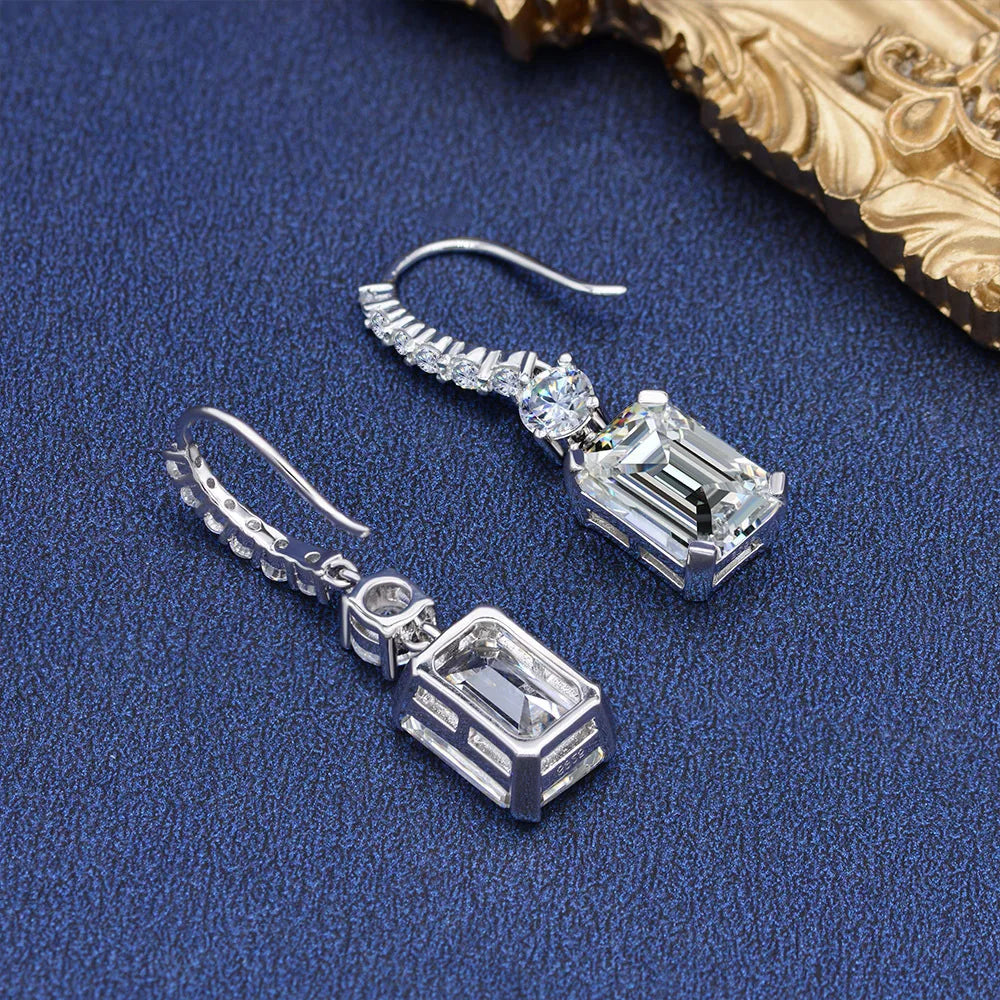 OEVAS Luxury 925 Sterling Silver High Carbon Diamond Gemstone White Gold Drop Dangle Hook Earrings Fine Jewelry Gift Wholesale