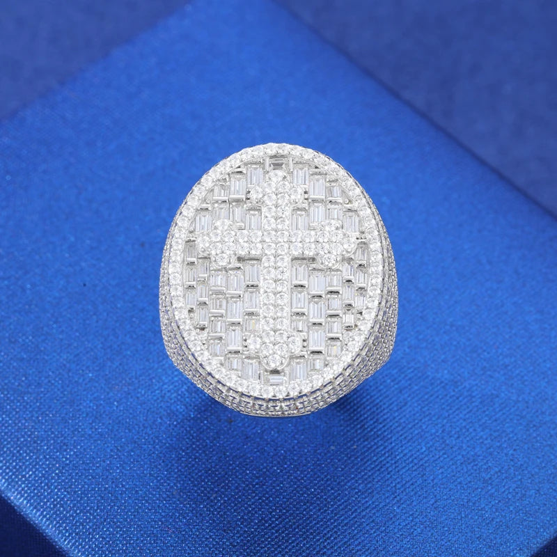 New S925 Moissanite Jesus Head Ring Men Women Fashion Religious Amulet Accessories Hip Hop Punk Iced Out Sterling Silver Jewelry