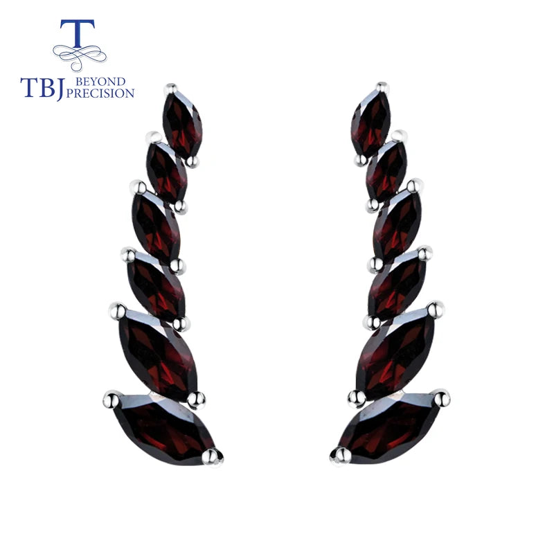 TBJ,natural gemstone garnet earrings simple design 925 sterling silver fine jewelry for women Black Friday or Christmas gift