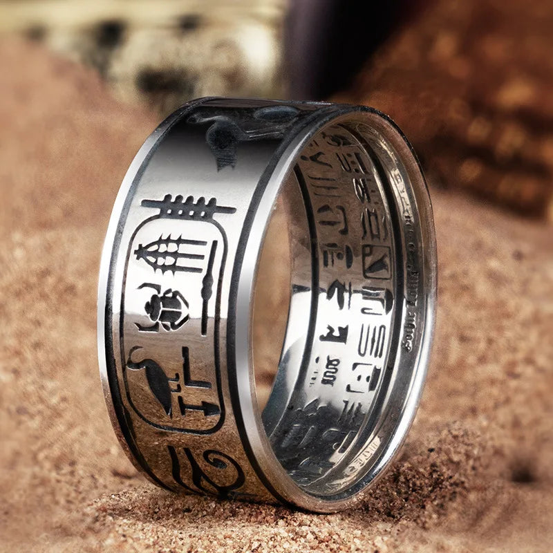 BOCAI S925 Sterling Silver Rings New Fashion the Gods of Egyptian Totem Argentum Punk Domineering Hand Jewelry for Men