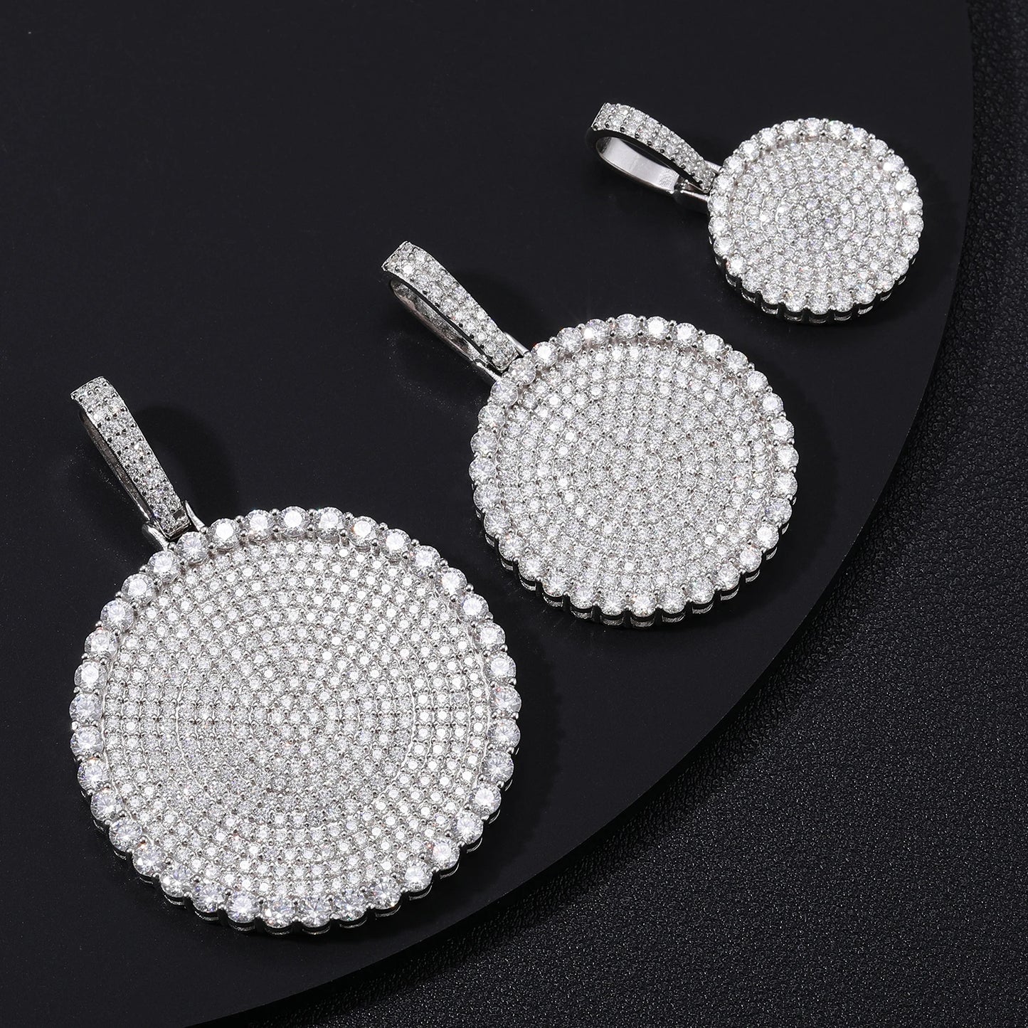 20/30/40mm Round D Color VVS Moissanite Pendant 925 Sterling Silver Necklaces Iced Out Shining Passed Diamond Test Wholesale