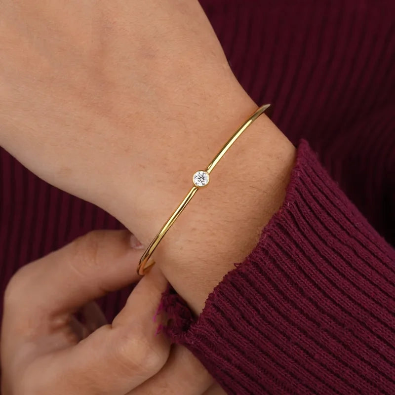 0.5Carat D Moissanite Bangle Bracelet Sterling Silver 925 Charms Fine Jewelry for Women Classic Valentine's Day Birthday Gift