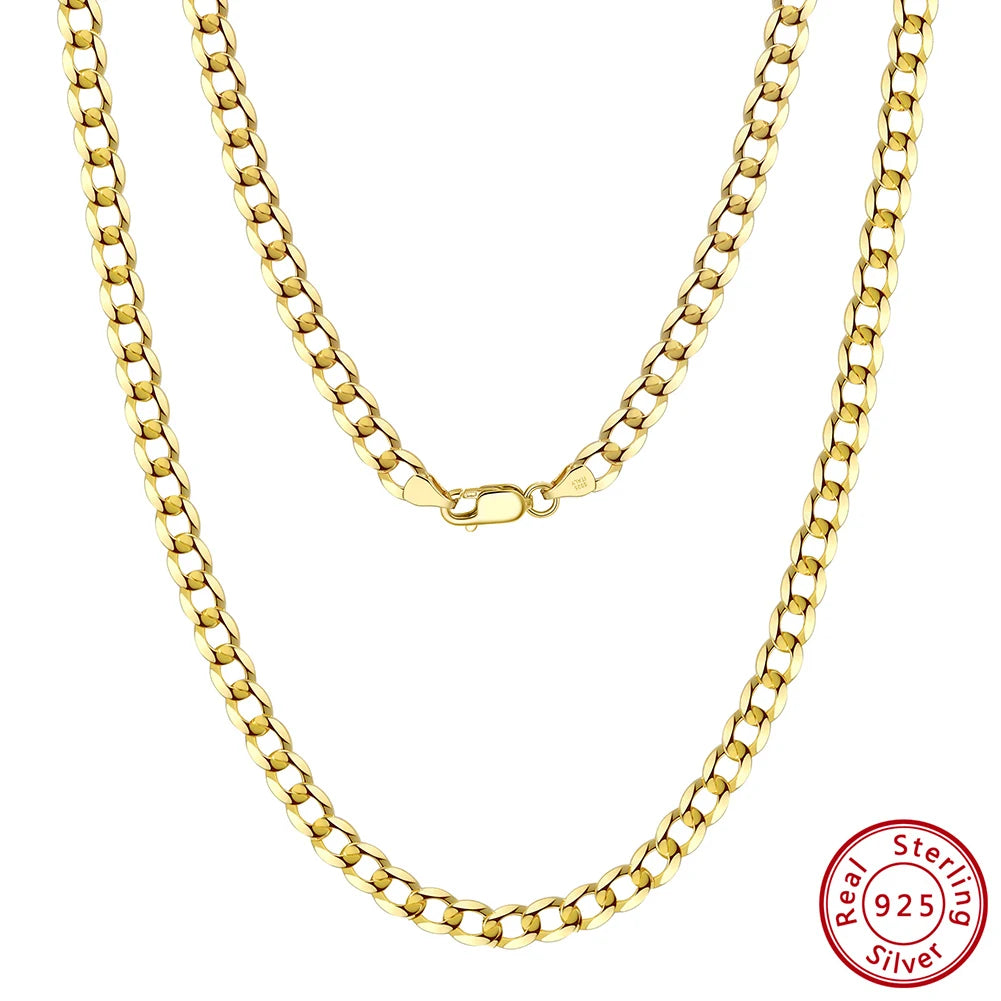 ORSA JEWELS 925 Sterling Silver Italian 3mm/5mm Cuban Link Curb Chain Necklace for Women Men Fashion Party Necklace Jewelry SC60