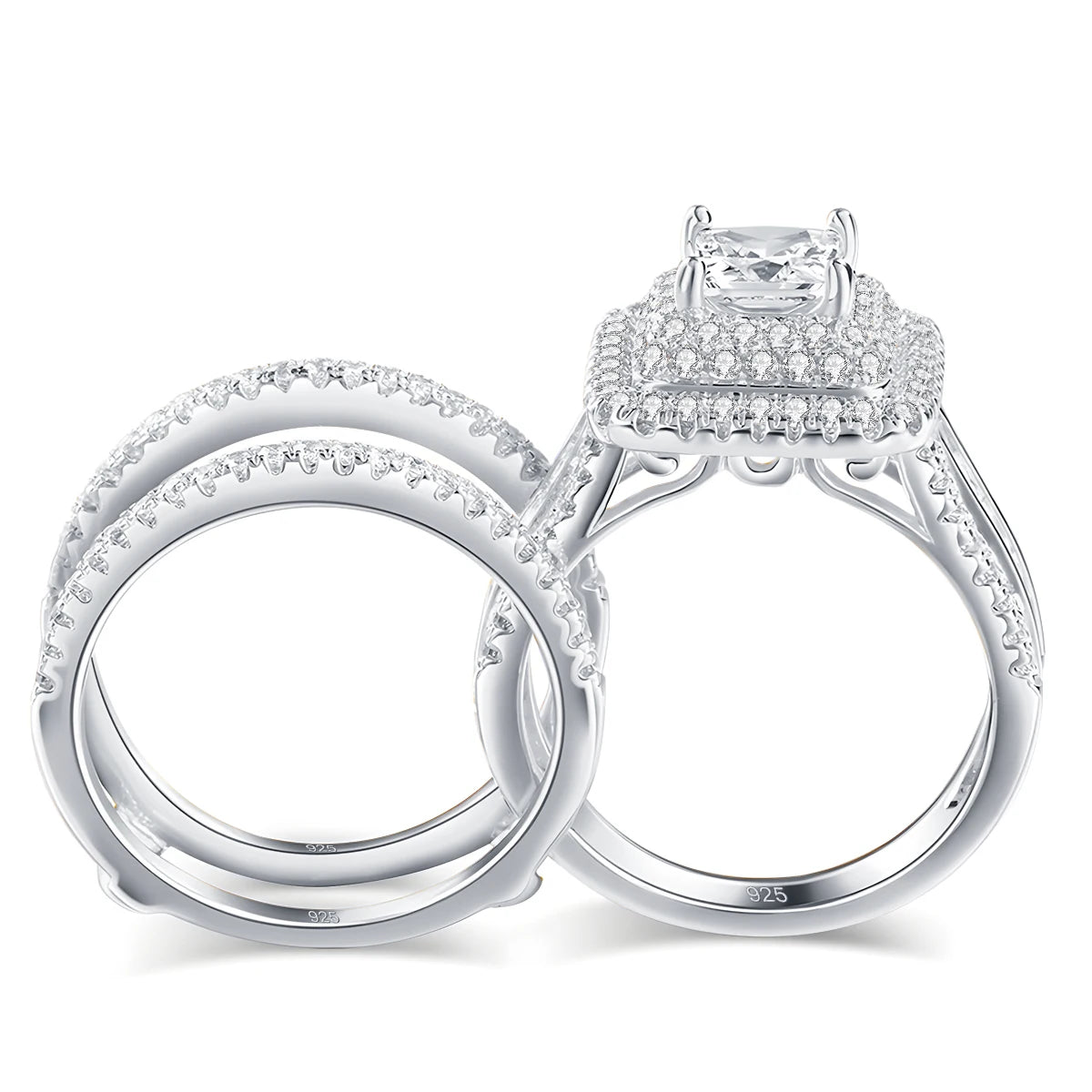 2PCS Moissanite Rings Set Certificate For Wedding 100% Silver 925 Luxury Brand Designer Engagement Jewelry For Women Wholesale