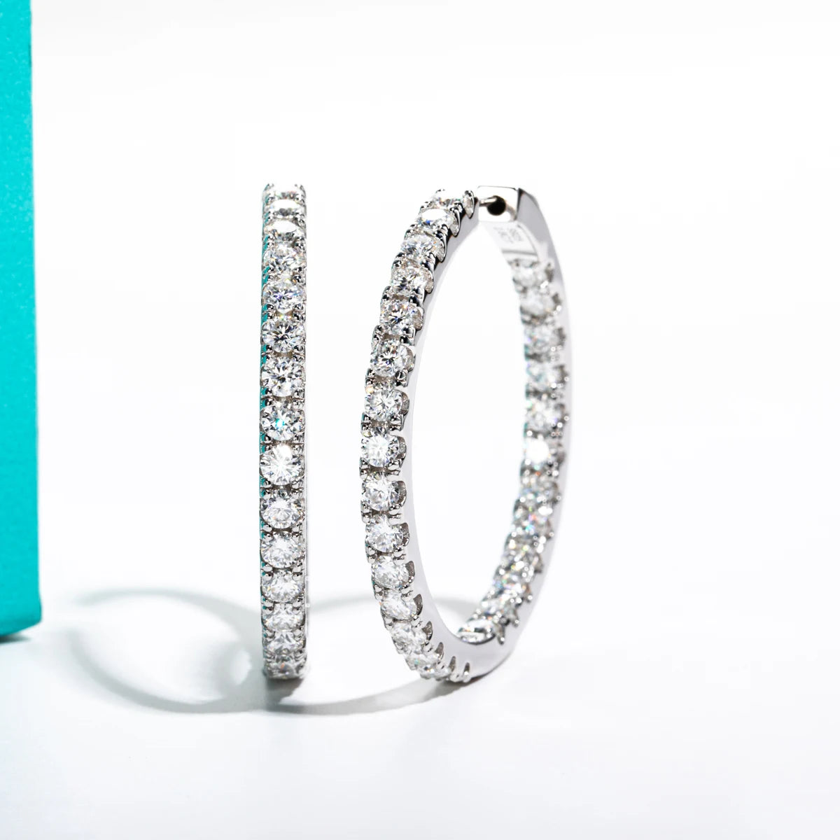 AnuJewel 3mm 5.6cttw D Color Moissanite Big Hoop Earrings 925 Sterling Silver Luxury Huggie Earring For Women Jewelry Wholesale