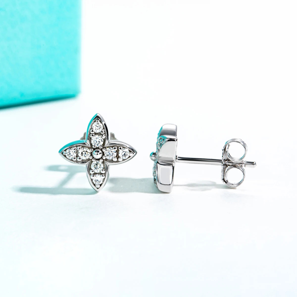 AnuJewel 1.5mm D Color Moissanite Diamond 925 Sterling Silver With Cer Classic Cross Stud Earrings For Woman Jewelry Wholesale