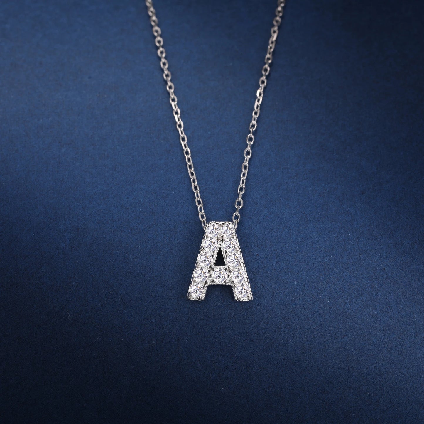 Simple 925 Silver Moissanite 26 Letter Pendant Necklace Fashion Women A-Z Initials Choker Clavicle Chain Jewelry Christmas Gifts