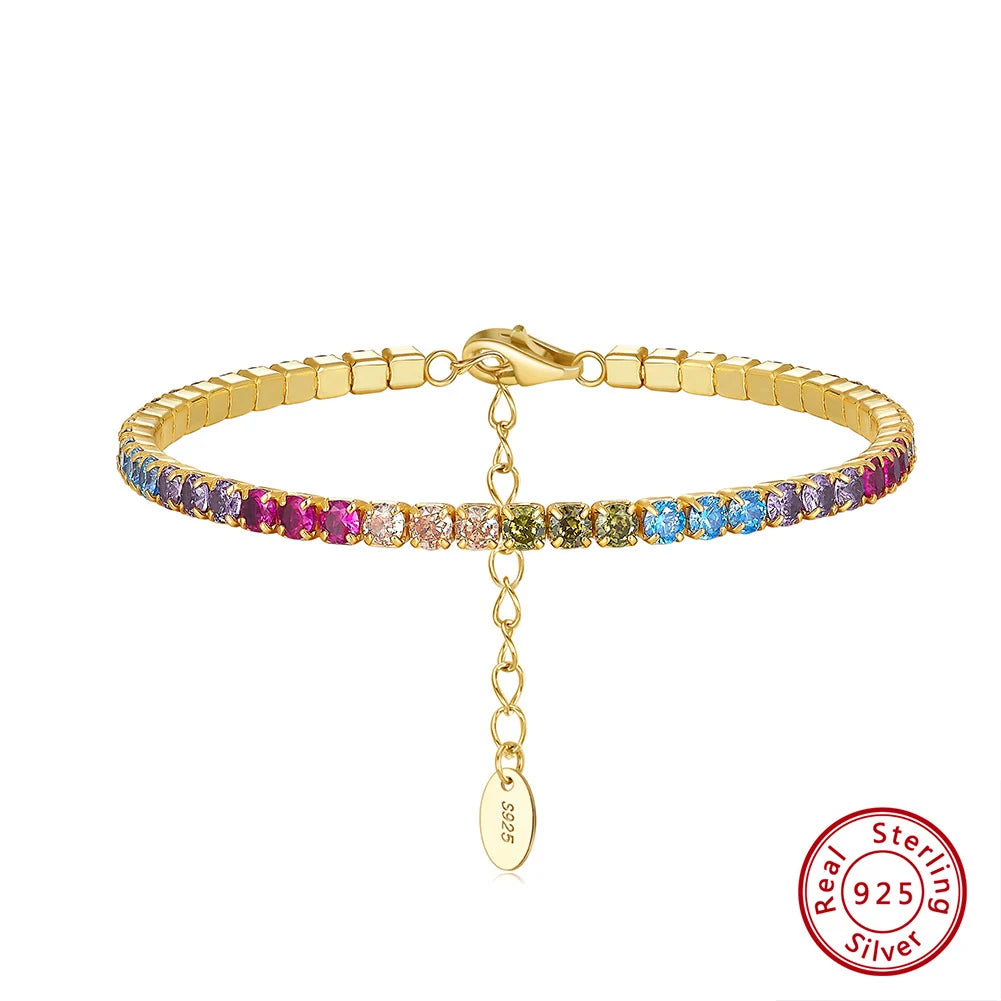 ORSA JEWELS 925 Sterling Silver Brilliant Tennis Bracelet 3.0mm Bezel Setting CZ for WomenChain Bracelet Luxury Jewelry SB192