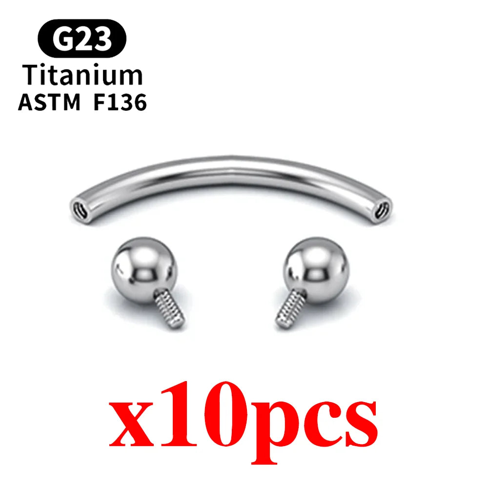 10pcs G23 Titanium Internal and external threads Labret Eyebrow Lip Stud Piercing Tragus Cartilage Conch Helix Rook Nose Studs