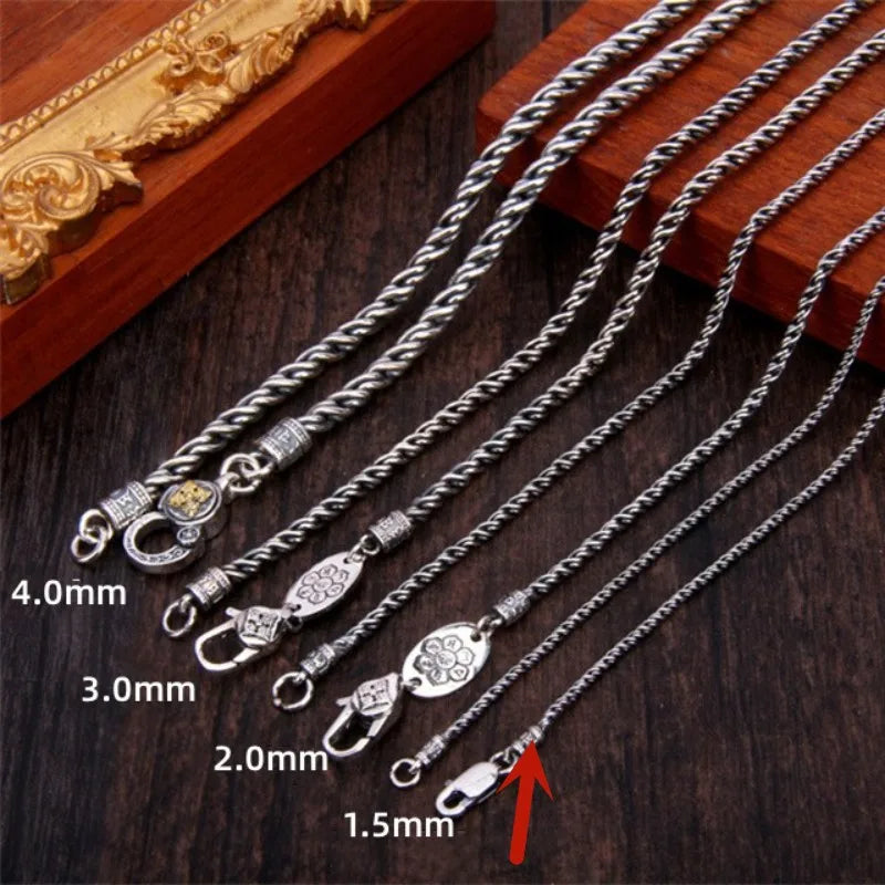 BOCAI S925 Sterling Silver Necklace for Men Women New Vajra Pestle Six Syllable Mantra Weaven-Chain Pure Argentum Jewelry