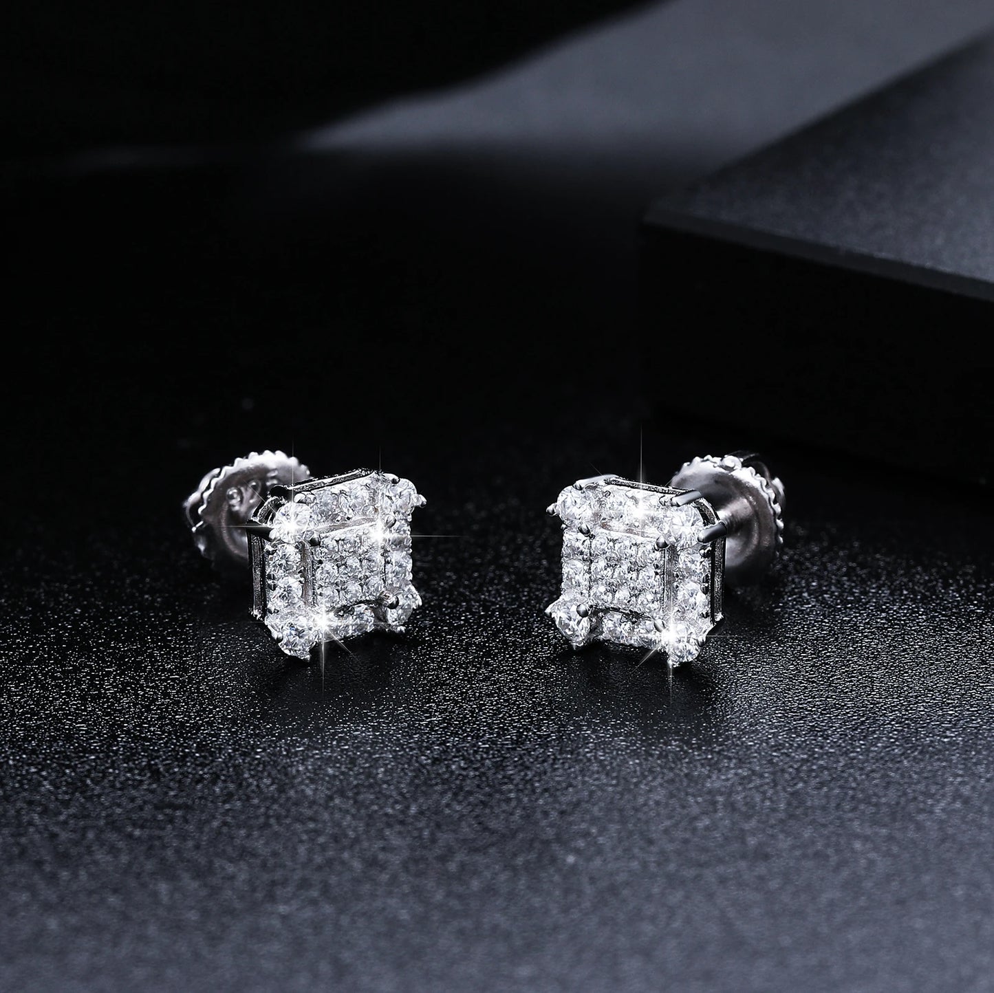 2023 Fashion Trendy Moissanite Square Stud Earring For Women 925 Sterling Silver Wedding Cute Earing Party Wholesale Jewelry