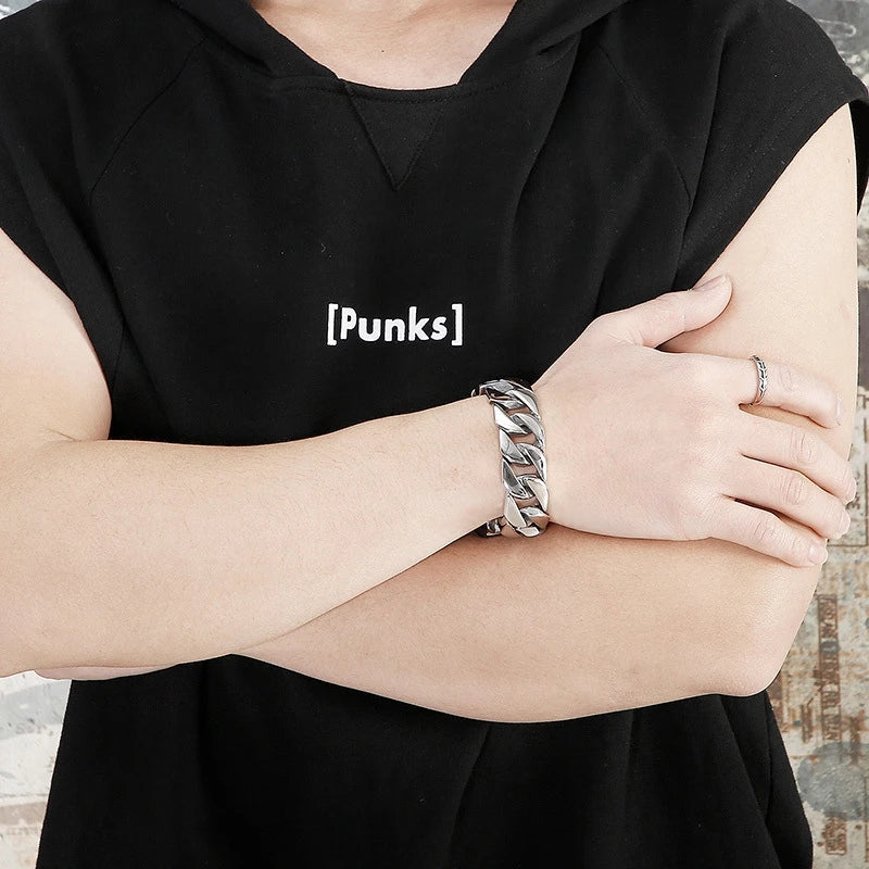 20MM Cuban chain Thick Bracelet for Men Punk Stainless Steel Black/Gold Color Heavy Bracelet Personalized Party Gift Jewelry