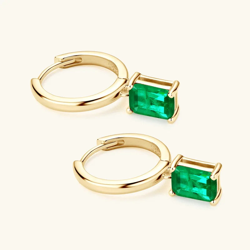 Simple Emerald Drop Earrings 925 Silver Yellow Gold Plated Water Drop Earring for Women Wedding Engagement Fine Jewelry