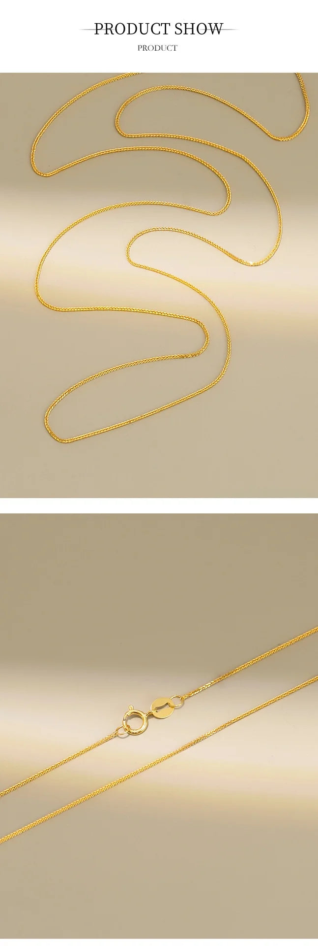 18k Gold Necklace Chopin Chain Au750 Steel Stamp 100% Genuine for Women Anniversary Gift Trendy Jewelry Suitable for Pendants