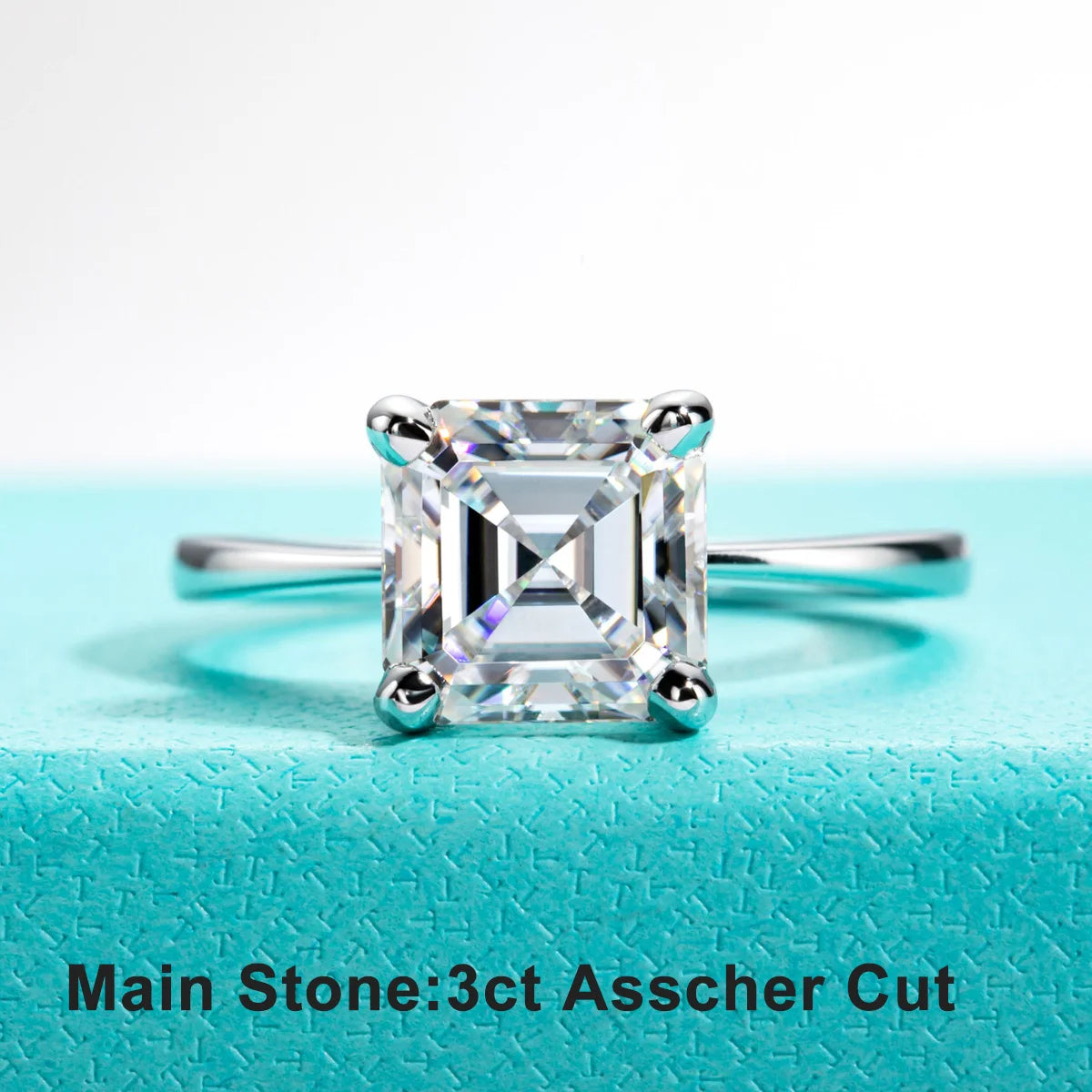 AnuJewel 3ct D Color Asscher Cut Moissanite Engagement Wedding Ring S925 Sterling Silver Rings For Women Jewelry Wholesale