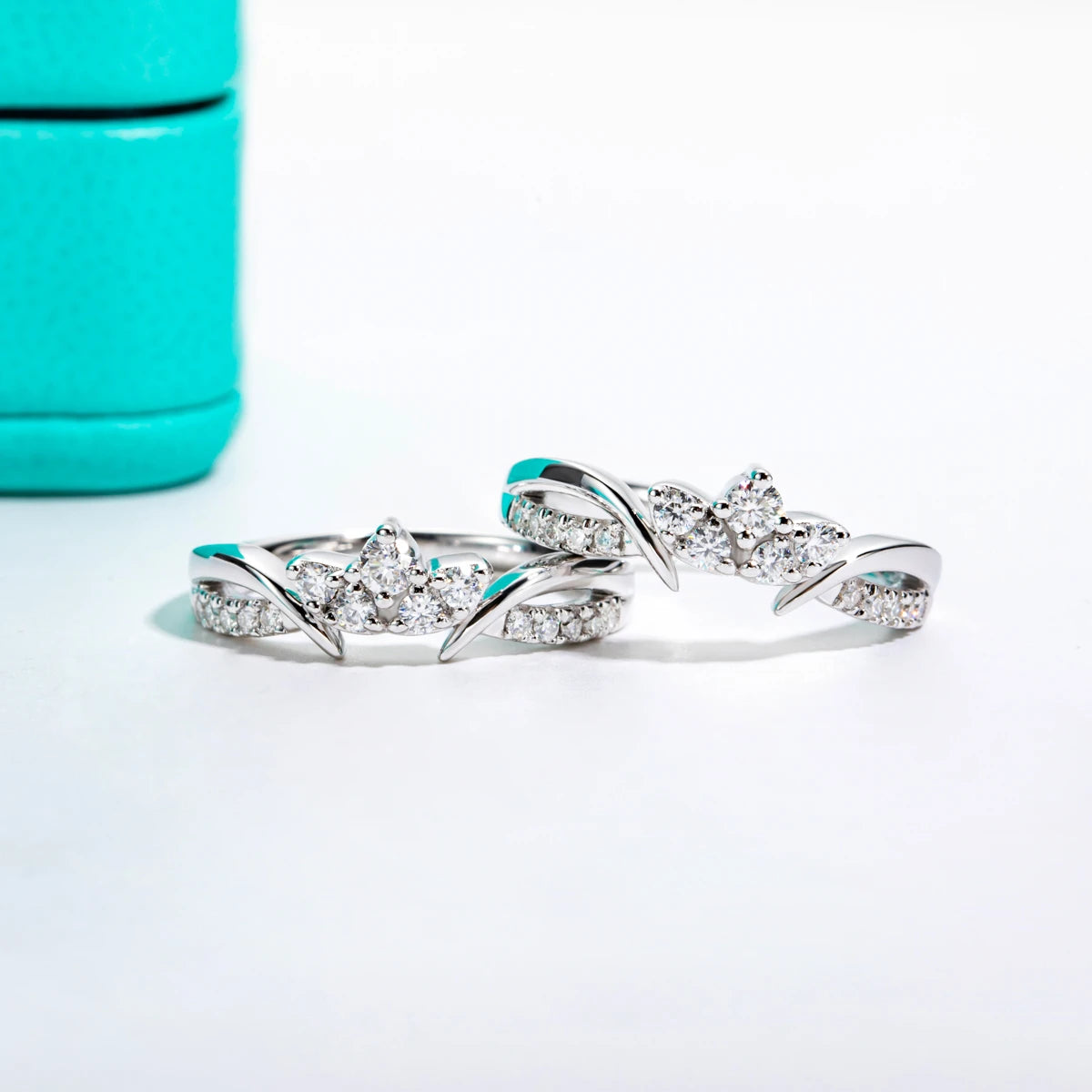 AnuJewel Moissanite Wedding Band Set 925 Sterling Silver D Color Lab Created Diamond Crown Bridal Ring Set For Women Jewelry