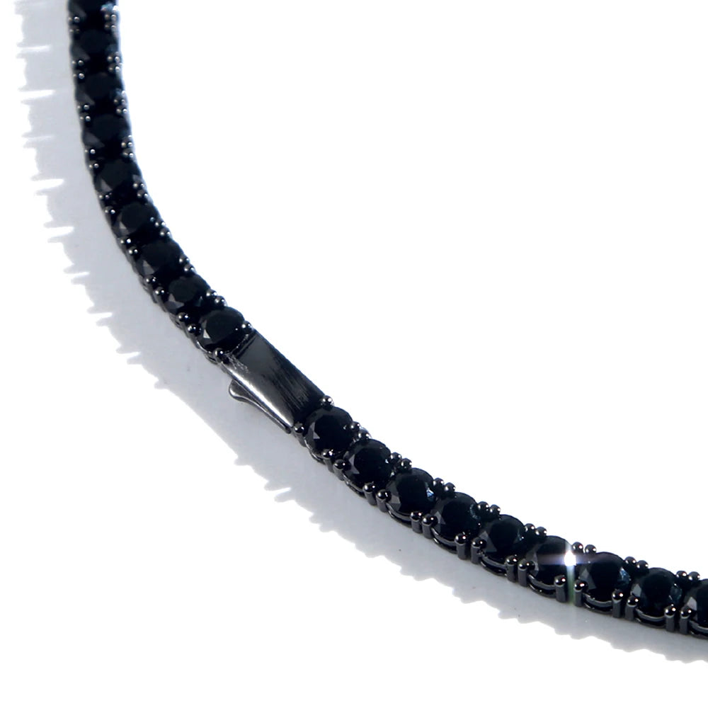 New Black Color Cubic Zirconia Tennis Chain Necklace Iced Out Bling 5mm Stone Link Charm Hip Hop For Women Men Jewelry